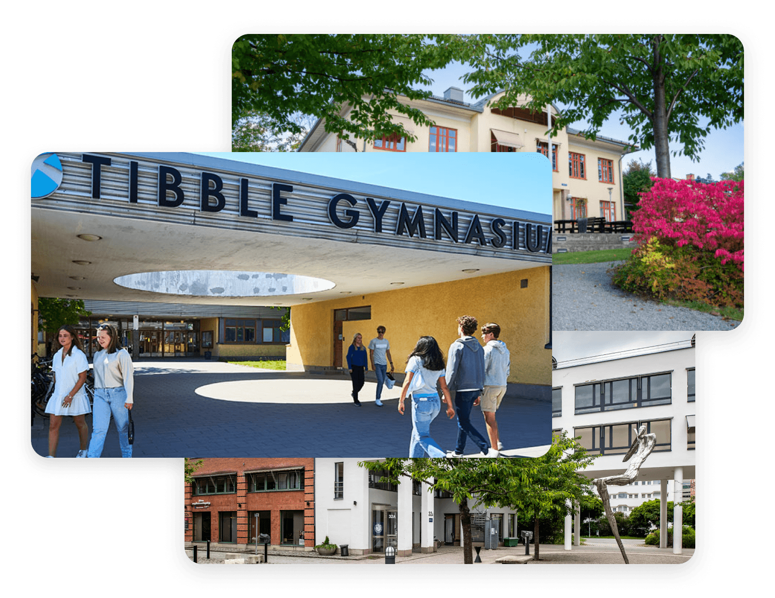 Tibble gymnasium Täby och två andra i bakgrunden